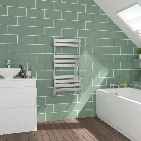 Flat Panel Chrome Towel Radiator Bathroom Heated Warmer 950x500mm (1/5)