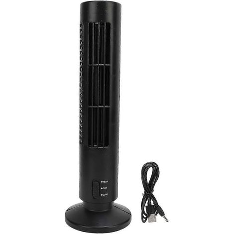 Ventilateur sur pied intelligent noir silencieux 2 vitesses puissant sans pales pour la maison la chambre ou le bureau. (1/5)