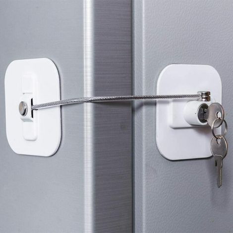 Verrou de sécurité pour réfrigérateur et congélateur, couleur blanche, avec clé, protection enfant, pour armoire.-AquaForge (1/5)