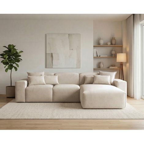 Emporius Canapé d’angle moderne Tamari 265 cm - canapé 5 places, design moderne, droite, beige (1/5)