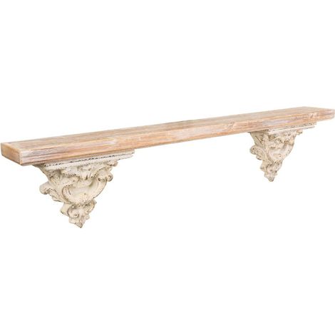 Estante de madera y resina tallada blanca 120x14x28 (1/4)