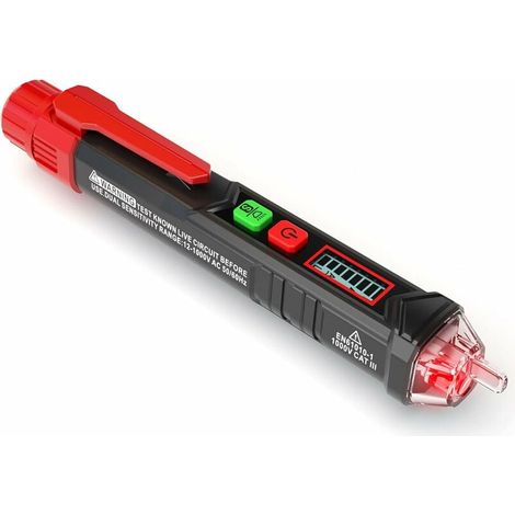 Testeur De Tension Sans Contact - 12 À 1000 V CA - Détecteur De Fil Actif Et Neutre - Affichage À Barres Et Voyant Couleur - Alerte Sonore Et Lumineuse - Pour Électriciens Et Particuliers - 1 Pièce (1/5)