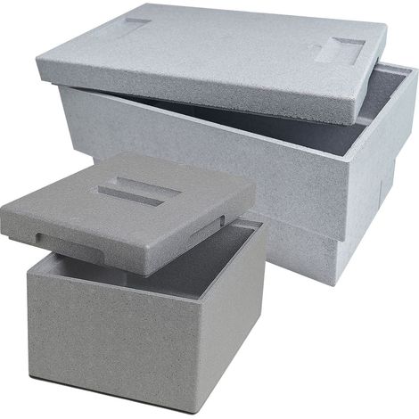CLIMAPOR Duo de Caisses isotherme - polystyrène - gris - 54,5 x 35 x 30 cm ( 32 L) et 25,5 x 35 x 21 cm ( 9 L) - Epaisseur paroi : 2 cm et 1,75 cm