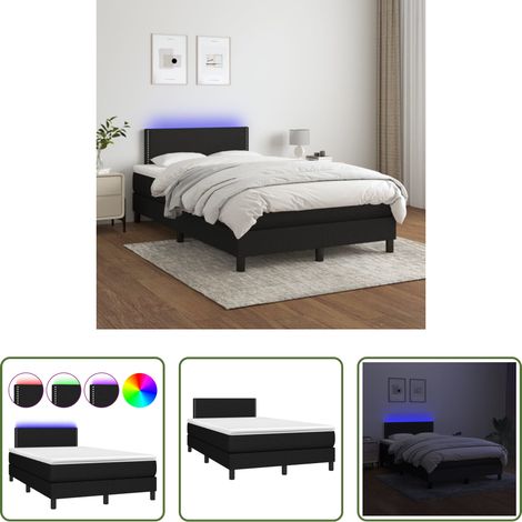 vidaXL LED-Leiste - Boxspringbett mit Matratze & LED Schwarz 120x200 cm Stoff (1/5)