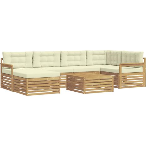 Outdoor-Sofagarnitur 7 Stk. Weiß und Creme vidaXL (1/5)