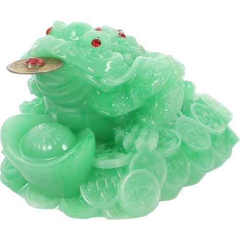 Statue de Grenouille Chinoise Feng Shui en Résine Imitation Jade, Décoration de Bureau et Maison, Ornement Chanceux pour Richesse, Présent Ouverture et Pendaison de Crémaillère (1/5)