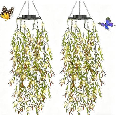 2er Pack Solar Gartenleuchte aus Rattan 66 LEDs, IP65 wasserdicht, für den Außenbereich für Partys, Camping, Poolpartys, romantische Hochzeitsdek (1/5)
