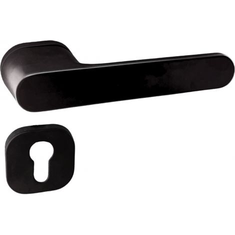 Poignées de porte sur rosace oblongue noir mat - Modèle Marina Trou de cylindre i - SECURY-T (1/4)