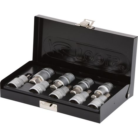 Kstools – Coffret cliquet et douilles 1/2" – 9 pièces en acier chrome vanadium – Normes DIN 3120 et ISO 1174 – Longueur 55mm (1/8)