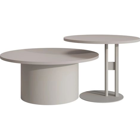 Conjunto mesa de centro Oswego 160, Cachemira, 33x0x0cm, Diámetro: 75, Aglomerado laminado, Redonda