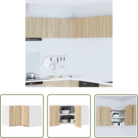 Hängeschrank -  Hängeschrank mit Speicher Sonoma-Eiche und Weiß 57 x 57 x 40 cm (1/5)