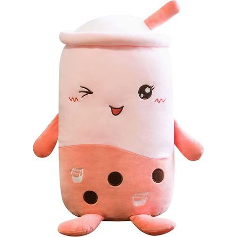 Peluche Bubble Tea de 24 cm, Coussin en peluche rose, Poupée douce en forme de tasse de thé au lait, Oreiller à câliner, Peluche