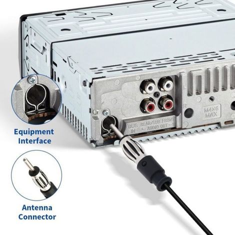 Antenne Autoradio Voiture Brise Collante Adaptateur Fiche DIN avec 3m Câble Compatible avec Auto Camion Véhicule SUV Jeep FM AM Ra (1/4)