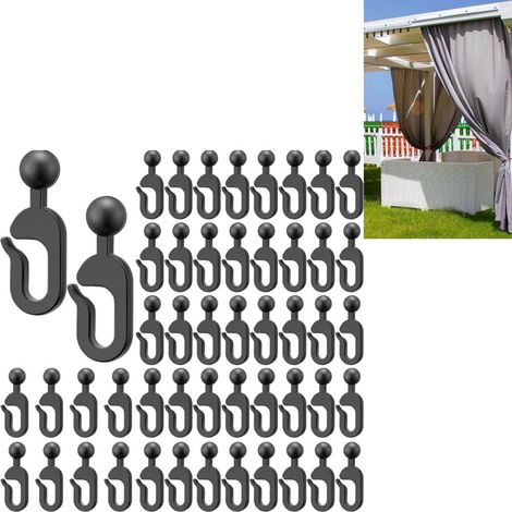 Coulisseaux pour rail à rideaux lot de 50 noirs avec crochets pratiques pour tringles et tentures (1/5)