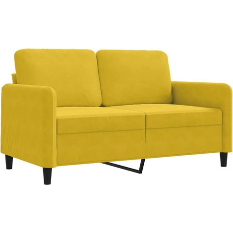 Canapé Sofa à 2 places Jaune 120 cm Velours (1/5)
