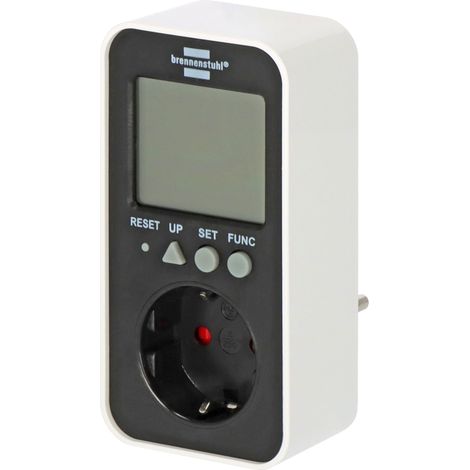 Brennenstuhl Ecolor, contatore di energia ECL EM-2 (misuratore di flusso con funzione orologio e misurazione, contatore dei costi energetici con 2 tassi di elettricità regolabili individualmente)
