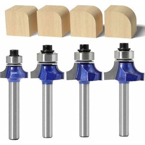 4PCS Holzbearbeitung Rundungsbit Hartmetall Eckrundfräser Schnittradius 3,17 mm, 3,96 mm, 4,78 mm, 6,35 mm Fräser  FLITI (1/4)