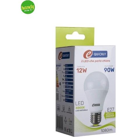 Lampadina Led E-Quickly 12W 4000K Goccia A60 E27
