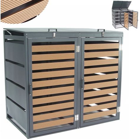 Mülltonnenbox Mülltonnenverkleidung WPC Holzdielen 2er 240L Müllbox Mülltonne 57090 Abfalltonne