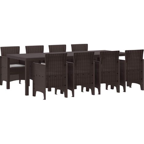 Maison Exclusive - Set da Pranzo per Giardino 9 pz Marrone Polipropilene (1/5)