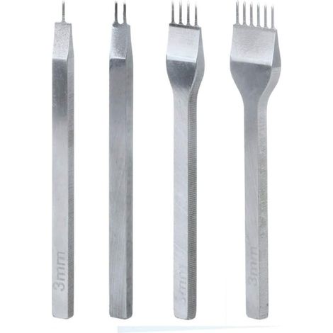 Kit di 4 perforatrici per pelle fai da te da 4 mm, perforatrice a artiglio per lavori artigianali, perforatrice a diamante per lacci e cucito.