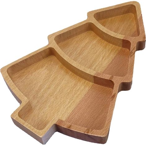 Plate Servante Forme Arbre De Noël - Plateau En Bois Pour Apéritif Fruits Fromage Biscuits - Idéal Pour Fêtes Familiales Et Réveillons - 1 Pièce (1/5)