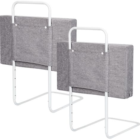 Randaco 2x50cm Barrières de Lit Bébé, 100cm Barriere de Securite Enfant Lit, Réglable En Hauteur, armature de lit pour les tout-petits,Gris 28cm