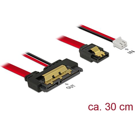 Delock Cable SATA de 6 Gb/s hembra de 7 contactos + AlimentaciÃ³n hembra de 2 contactos  SATA de 22 contactos hembra recto (5 V) de 30 cm