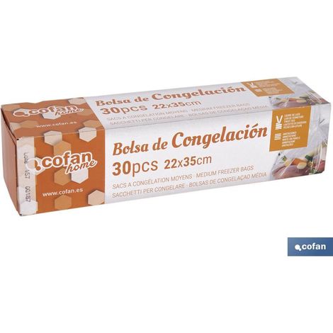 Sacchetti per congelare Taglia media Dimensioni: 22 x 35 cm Confezione da 30 unità