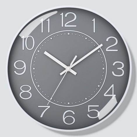 Horloge murale silencieuse de 8 pouces - fond gris avec des caractères blancs, horloge murale de salon à la mode, horloge à quartz silencieuse simple pour la maison (1/4)