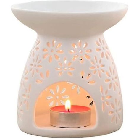 Diffuseur d'aromathérapie, lampe à huile, bougie chauffe-plat, motif floral en céramique, huile parfumée, support pour bougie chauffe-plat, bougie chauffe-plat, huile, brûleur d'arômes (1/5)