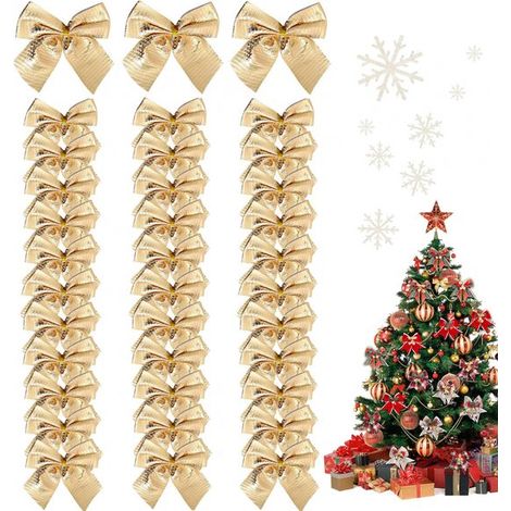 Lot de 36 nœuds de Noël - Dorés - 5,5 cm - Décoration de sapin et intérieur - Ambiance de Noël (1/5)