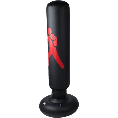 minifinker Sac de Frappe Gonflable Entraînement Boxe Enfants Adultes PVC 160cm Noir Noir (1/4)