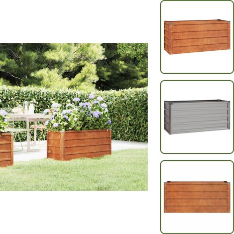 Lit surélevé de jardin rouillé 100x40x45 cm acier corten - Jardiniere - Bac Acier - Plante Exterieur - Pot De Fleurs - Décoration Jardin (1/5)