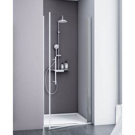 Schulte – Porte de douche pivotante 80 cm – Verre de sécurité 5 mm anticalcaire – Profilé chromé – Ouverture extérieure – Installation facile