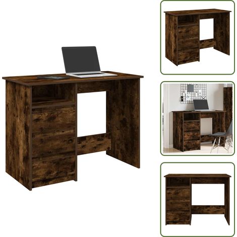 Scrivania con piano spazioso - vidaXL Scrivania Rovere Fumo 102x50x75 cm in Legno Multistrato - Scrivania con ripiani