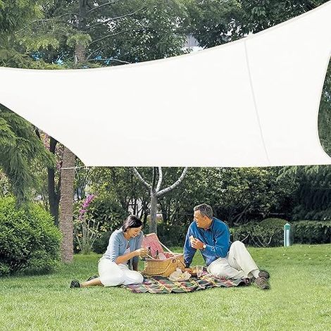 Ombrage Rectangulaire Toile Auvent Imperméable PES Protection UV pour Jardin Extérieur Terrasse,Crème 3x3m 95% (1/5)