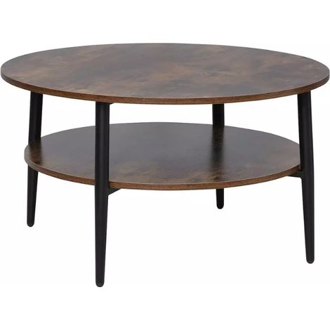 Table basse marron rustique 2 étages 80 cm XIRES