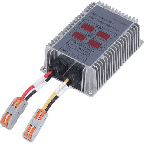 MPPT-Boost-Solarladeregler, einstellbare Spannung, wasserdicht, mit Display, 24–85 V, 200 W