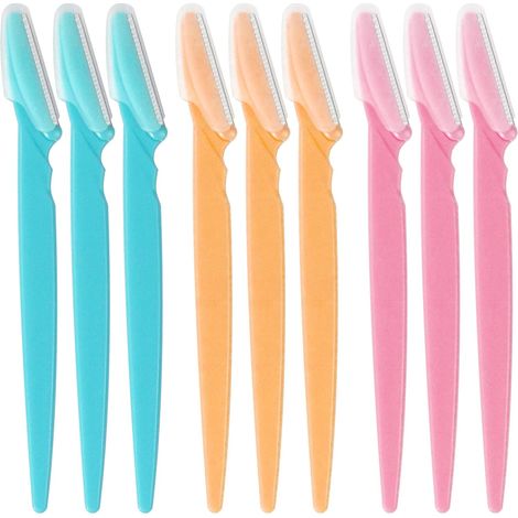 9 Pièces Rasoir à Sourcils, Rasoir Visage, Rasoirs de Sourcils Eyebrow, Rasoir Femme Visage, Outil de Dermaplaning Exfoliant pour Femmes et Hommes (1/5)