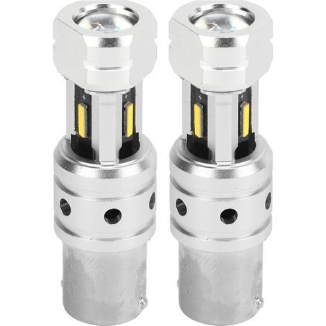 2 ampoules LED 1156 100W 2400LM blanches chaudes 3000K pour feux de recul, clignotants et signalisation de voiture, camion, camping-car (1/5)