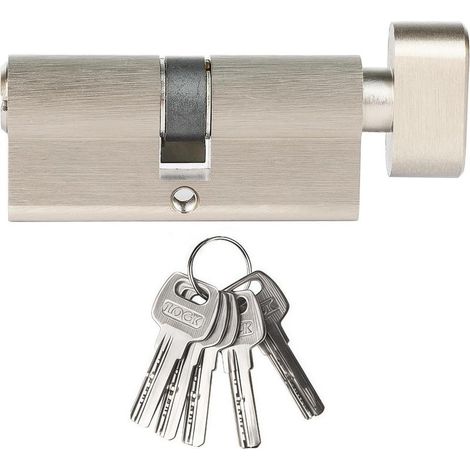 35T/35 (70 mm) Nickel-Türzylinderschloss, mit horizontalen Vertiefungen, Euro-Zylinder aus Aluminiumlegierung, geeignet für Verbundwerkstoffe und PVC (1/5)