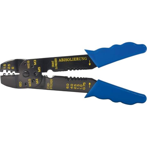SW-Stahl 42501L Kabelschuhklemmzange unisolierte Verbinder 1,5/2,5/6 mm I Kabel Abisolierzange 0,75-6 mm I Schrauben Schneider M2,6-M5 I Crimpzange unisolierte Kabelschuhe I Crimpzange Kabelschuhe
