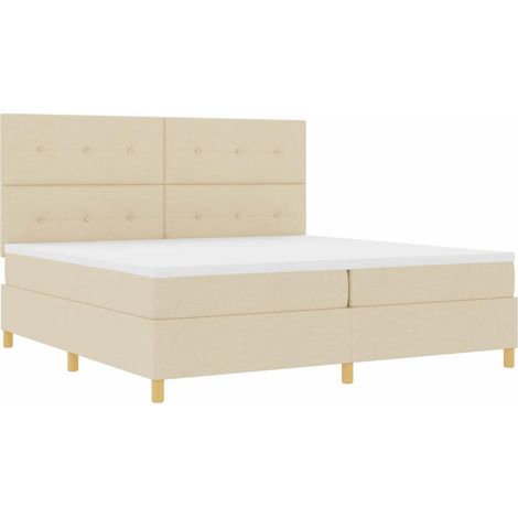 Letto a molle con testiera Crema 200 x 200 cm Tessuto (1/5)