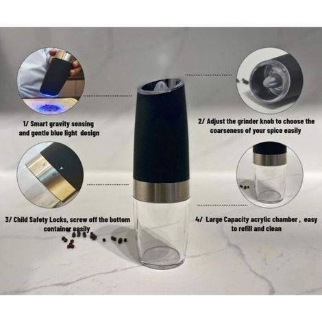 Moulin a Poivre Electrique,Salieres et Poivrieres Electrique,Moulin à Poivre Electrique Rechargeables USB,avec lumière LED,Gro[332]