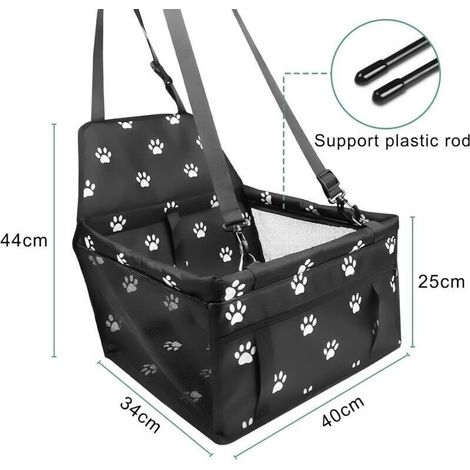 Siège Auto pour Chien, Transport Chien Voiture avec Ceinture de Sécurité Siege Auto Chien avec Tige de Support de Nivellement, Sac Transport Chien Voiture Pliable Hydrofuge 40×34×25cm