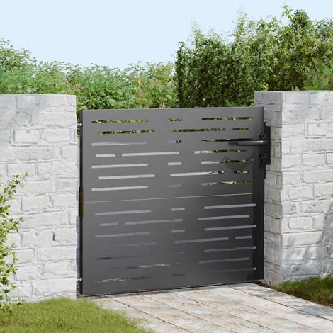 Gartentor Schwarz 85 x 100 cm Pulverbeschichteter Stahl