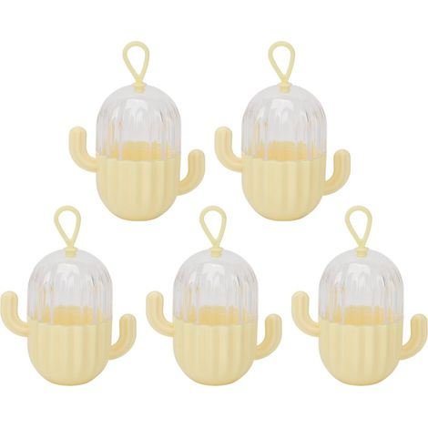 5Pcs boîte de rangement éponges maquillage style cactus, support pour poudrier, bijoux et élastiques à cheveux (1/5)