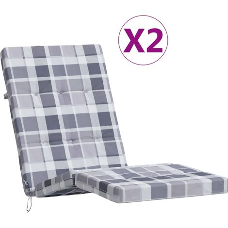 Coussins de chaise longue lot de 2，Coussins d'extérieur gris motif à carreaux CFW401707 (1/5)