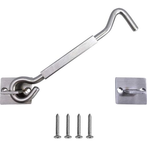 Gancio e occhiello in acciaio inox per porta, gancio per finestra cabina per porta del garage, 20,3 cm, argento - Crezuo